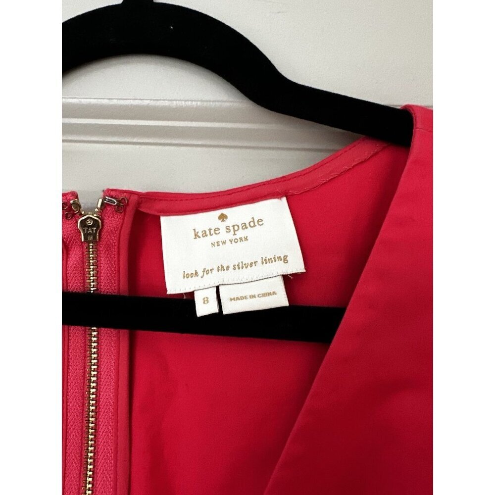 Kate Spade Sawyer Dress Pink Blue Striped Fit Flare Mini Size 8 V Neck - Picture 5 of 9